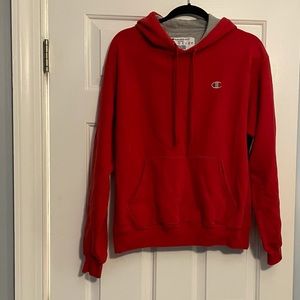 Men’s champion red hoodie with gray inside